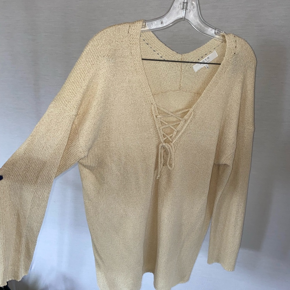 Knit lace up top